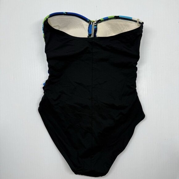 La Blanca Swimsuit Strapless Vibrant One Piece Pool Beach Blue Green Bright sz 6 - Picture 4 of 7